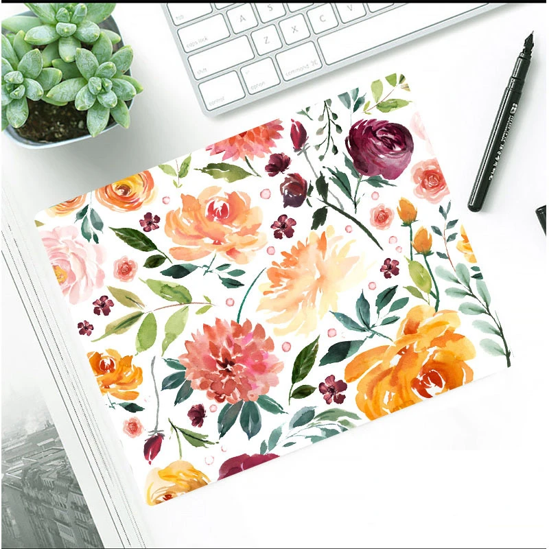 Ins Flower Style Mouse Pad thickened Non-Slip Office Tables Desk Mat Oil Painting Style Mouse Carpet Rubber Base Desktop Pad