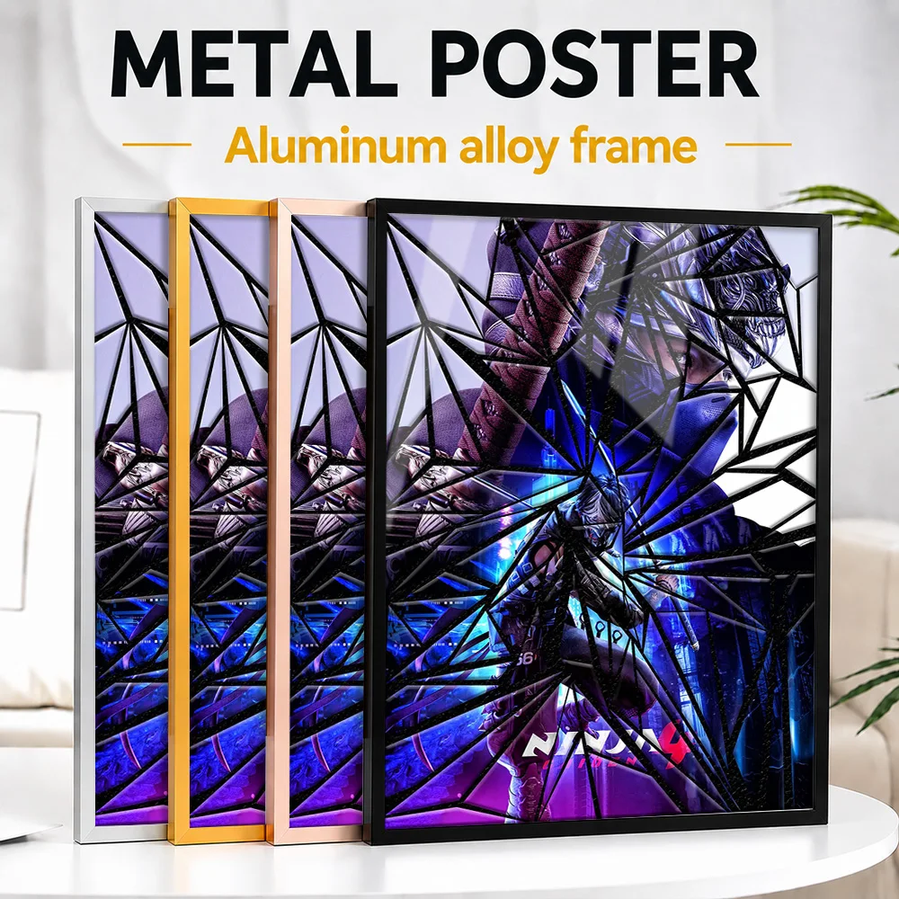 Ninja Gaiden Four Shattered Glass Metal Poster With Aluminum Alloy Frame Customized Faceted Design Wall Art For Gaming Lounge
