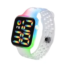 2024 New LED Electronic Watch Cool Rainbow Strap Waterproof Digital Sports Watch Fashion Wrist Watches for Women Men and Student