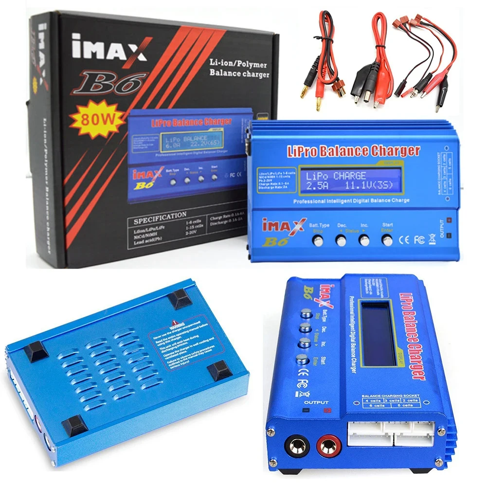 Ładowarka IMAX B6 80W Lipo Balance do akumulatorów LiPo NiMH Li-ion NiCd PB Ładowarka XT60 LCD Cyfrowa ładowarka RC