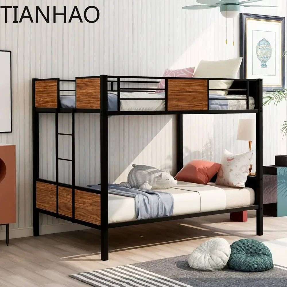 Full Over Full Metal Bunk Beds with Safety Rail Ladder for Dormitory Bedroom Boys Girls Adults
