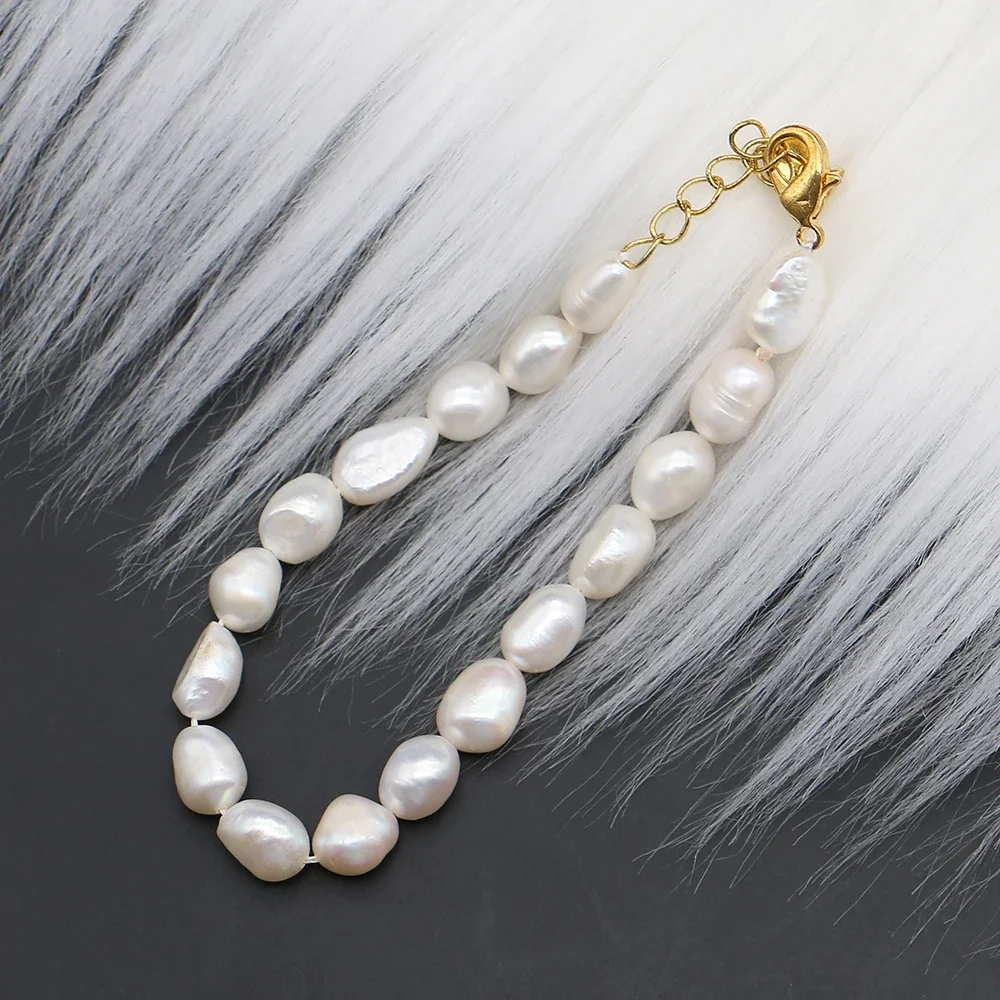 Gorgeous Light Luxury Freshwater Baroque Pearl Bracelet with Extender Chain Jewelry Gift for Outfit and Bag Matching 1strand