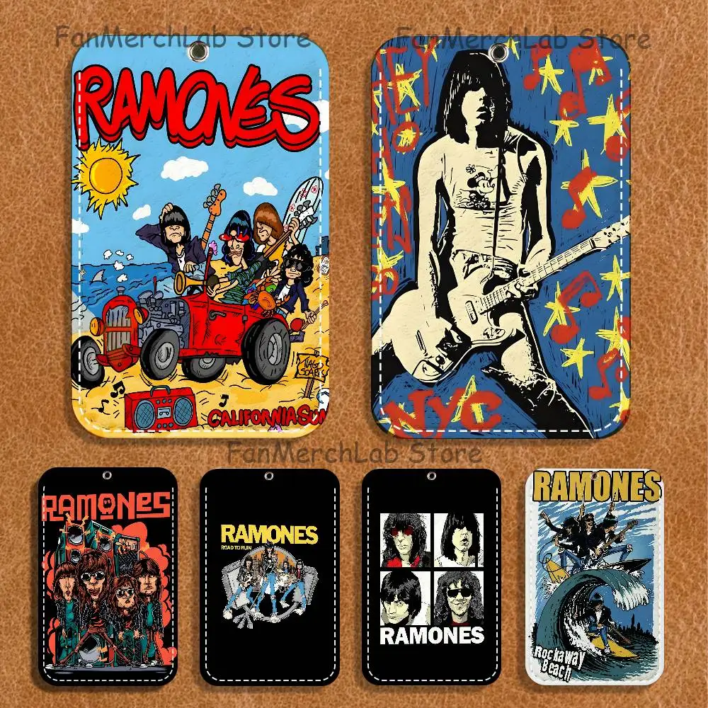 Брелок-картхолдер R-Ramone Band Pattern из искусственной кожи, 1 шт., для ключей, брелок для дверных замков, брелок для ID-карт