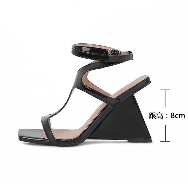 SIMLOVEYO 2024 Summer Female Sandals Toe Heel Shoes Buckle Strap Size 42 43 Sexy Party Fashion Shoes