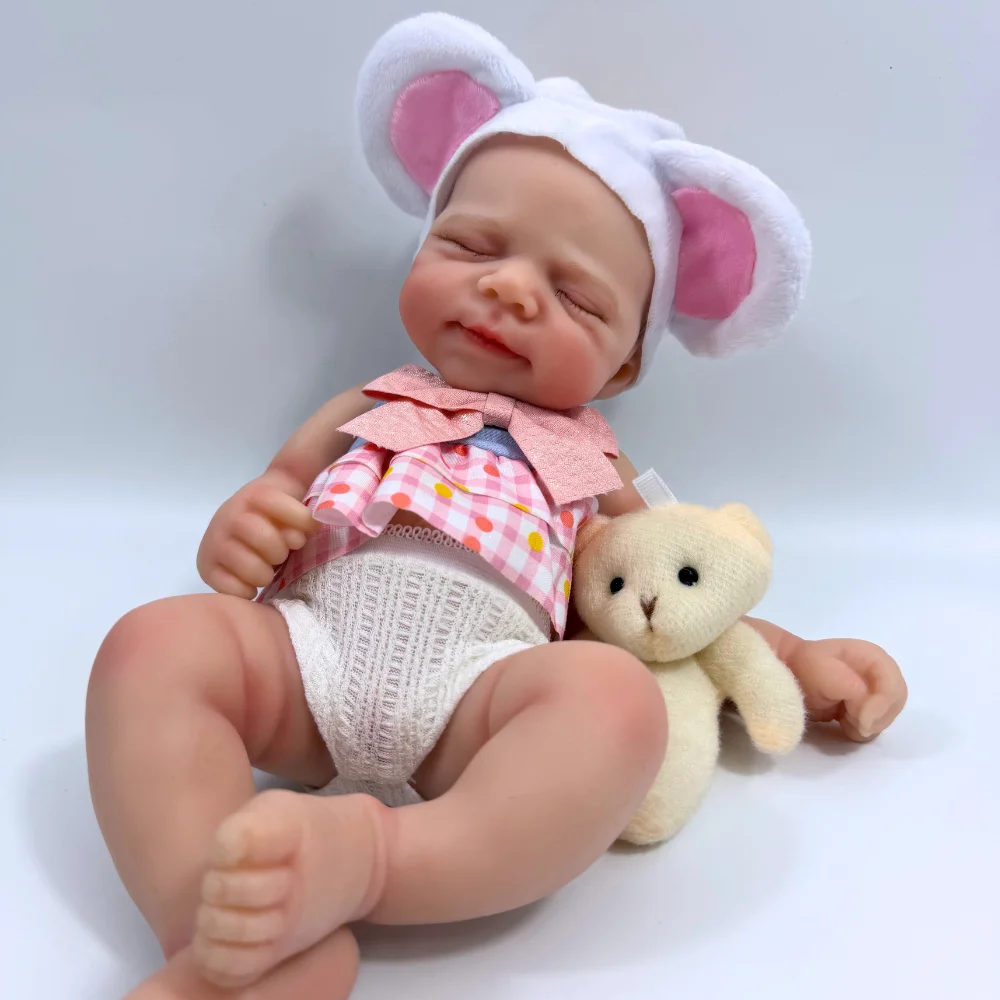 

13 Inch Silicone Reborn Baby Doll Pascale Girl Doll Soft Squishy Elastic Solid Silicone Washable Doll Toy Christmas Gift