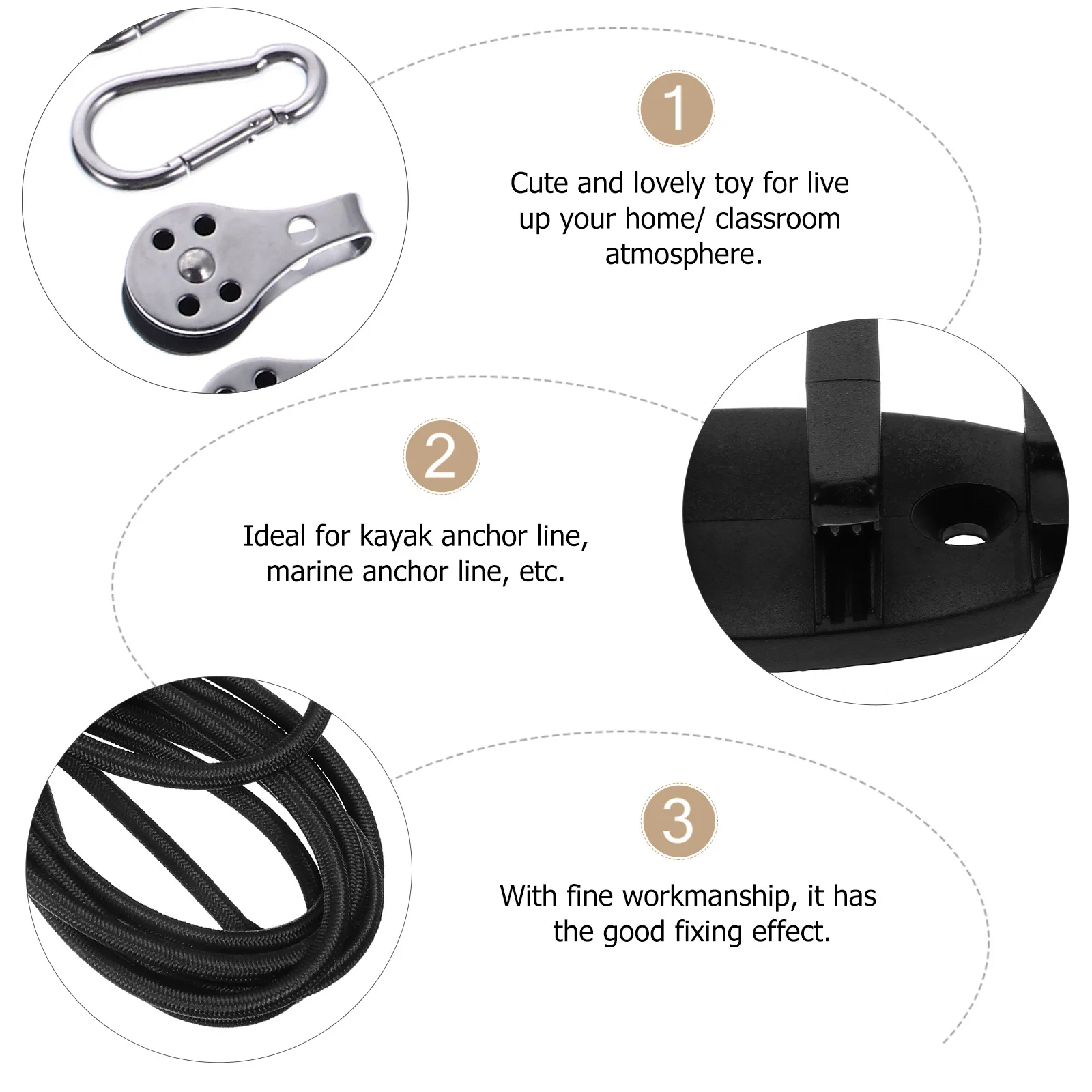 

Elastic Rope Buckle Set Anchor Accessories for Fishing Suite Kayak Trolley System