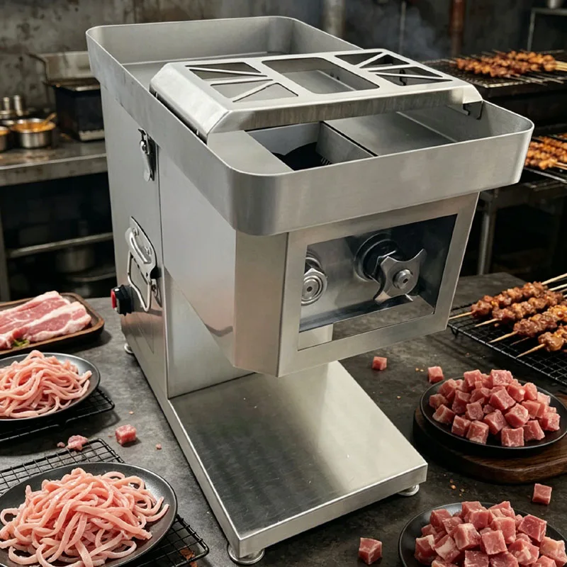 Desktop Meat Slicer Commercial Household Multi-Functional Meat Slicer Shredding Dicing Kitchen Equipment Removable Knife