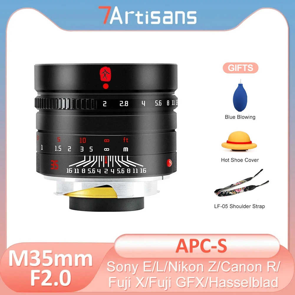 

7Artisans M35mm F2.0 Full Frame Portrait Mirrorless Camera Lens For Leica M Mount Sony E Nikon Z Canon R Fuji FX GFX L XCD Mount