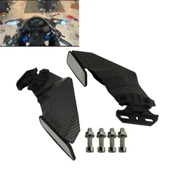 Pair Carbon Fiber Style Adjustable Side Wing Spoiler Fairing With Rear View Mirrors For Honda Kawasaki Suzuki BMW Yamaha