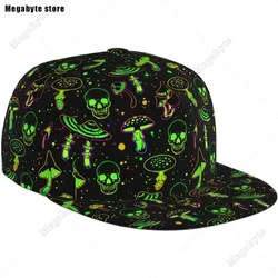 Magic Mushrooms and Skull Baseball Cap for Men Women Snapback Flat Bill Hip Hop Hat Baseball Hats