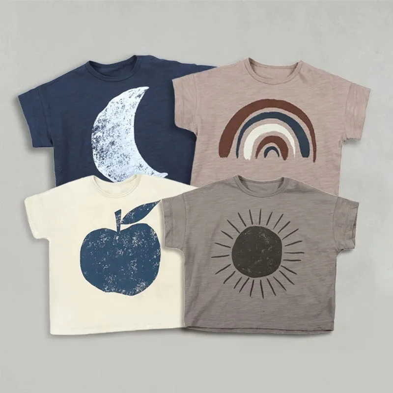 Fruit T-shirt Boys And Girls Cute Short Sleeve Tops Summer 2024 New Clothing Fashion Simple Versatile Base Shirt Baby Loose Tees