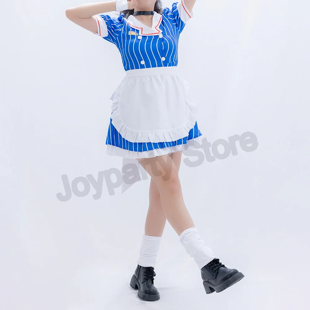 Mikuu Cosplay Costumes Anime mésiseur uniforme femmes rayé robe de chambre chapeau tablier costume Halloween noël carnaval robe de fête