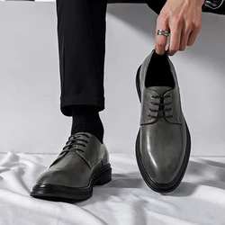 Gentleman Leather Shoes Classic Mens British Style Oxford Dress Shoes Leather Men's Shoes Handmade Lace Up Formal Wedding Shoes