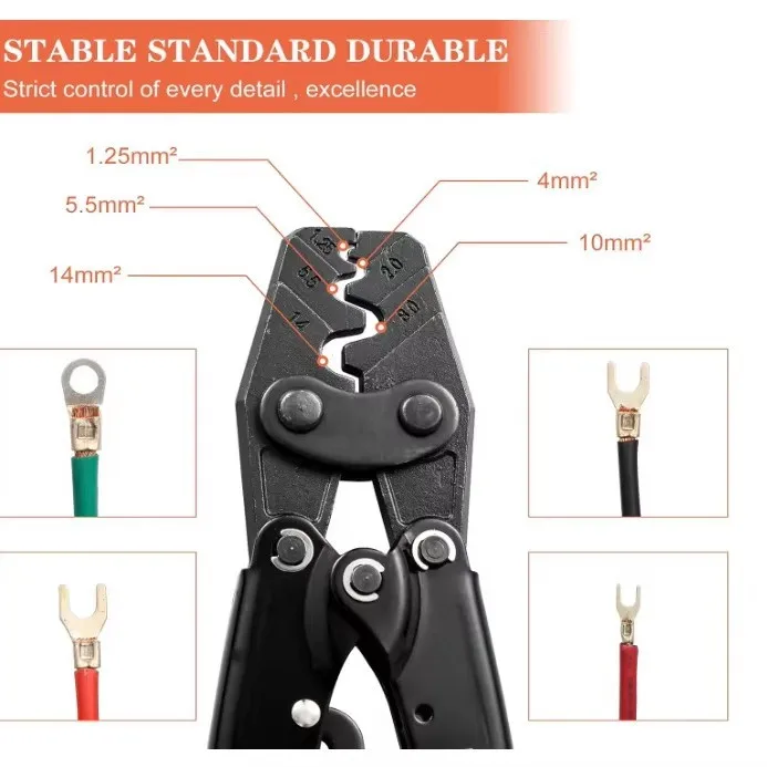 HS-16 Crimper für nicht isolierte Anschlüsse, 1,25–16 mm, einfache Crimpzange, Drahtverbinder, Elektriker-Werkzeug, SNB, RNB, SC, UT, OT – Detail 4
