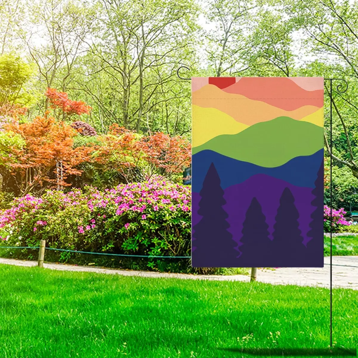 Rainbow Pride LGBTQ Garden Flag Inclusion Lesbian Gay Bisexual Transgender Equality Home Holiday Outside Outdoor Lawn Decora PPZ