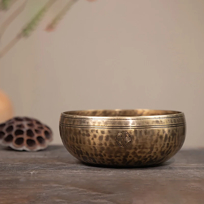 Nepalese Handmade Full Moon Bowl Large Professional Tibetan Bowl Copper Chime Yoga Meditation Bowl Desktop Ornament Percussion