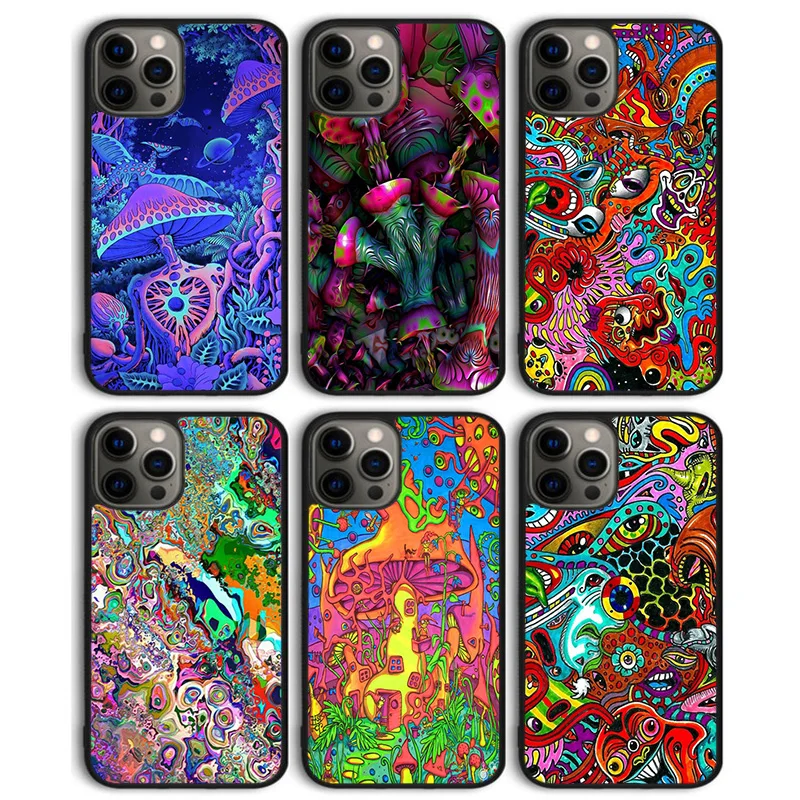 Magic Trippy Mushroom Psychedelic Phone Case Cover for iPhone 16 15 SE2020 14 13 11 12 Pro Max mini XS XR PlusS Shell Coque