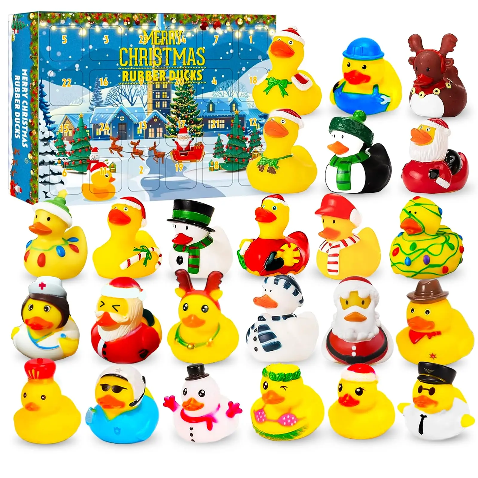 Christmas Rubber Duck Advent Calendar 24 Days Christmas Countdown Calendar,24 Rubber Ducks for Boys Girls Christmas Party