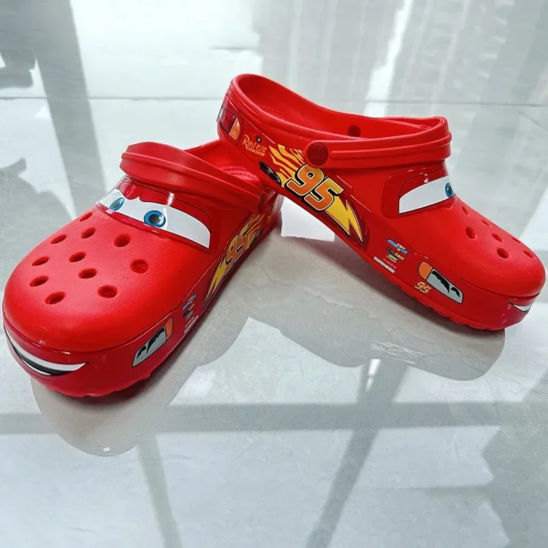 Disney Lightning Mcqueen Pixar Crocs Outdoor Beach Slippers Cute Cartoon Anime Pool Anti Slip Crocs No95 Car Slippers Shoes Toys