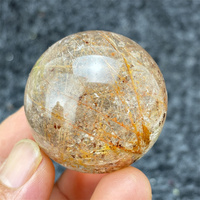 Natural Stone Golden Quartz Rutilated Sphere Polished Crystal BallReiki Healing Gift Rock Decoration