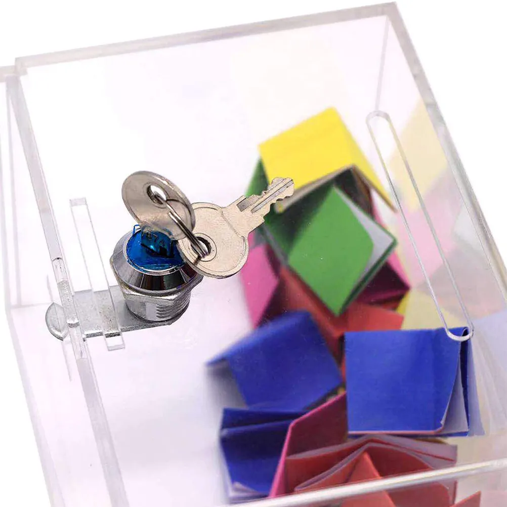 Clear Acrylic Voting Box Lockable Multi-Functional Donation Suggestion Complaint Letter Storage Fundraising Ballot Box