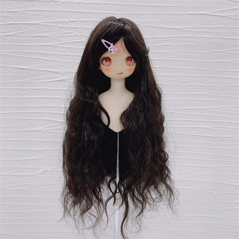 BJD doll wig suitable for 1/3 1/4 1/6 size cute doll wig with bangs silver gray natural hand-rolled fake hair doll accessories