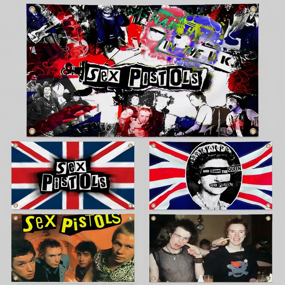 Band Sex Pistols Sid Vicious Punk Rock Flags Wall Hanging Background Flag Wall Decor Banners for Outdoor Bedroom Dorm Room Decor