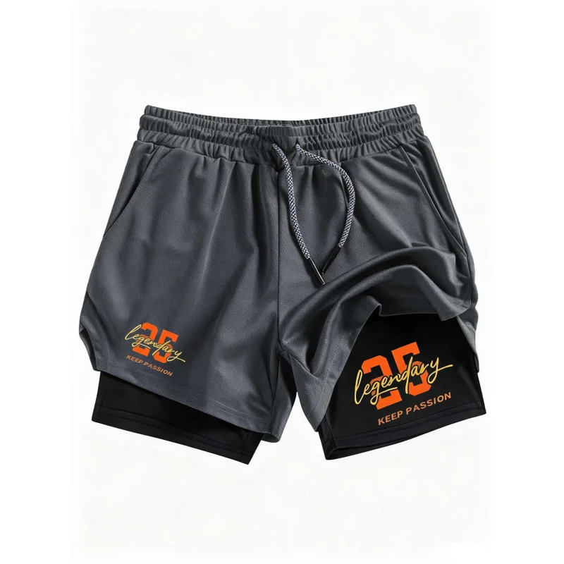 2026 Nuevos Shorts Deportivos KEEP PASSION 2 en 1 para Hombre Transpirables e Informales Ropa Deportiva de Doble Capa para Correr y Baloncesto
