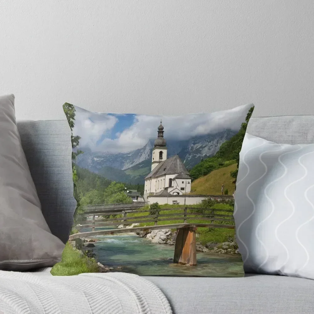 

St. Sebastian Church, Ramsau Bei Berchtesgaden Throw Pillow Couch Pillows Pillows Aesthetic New year pillow