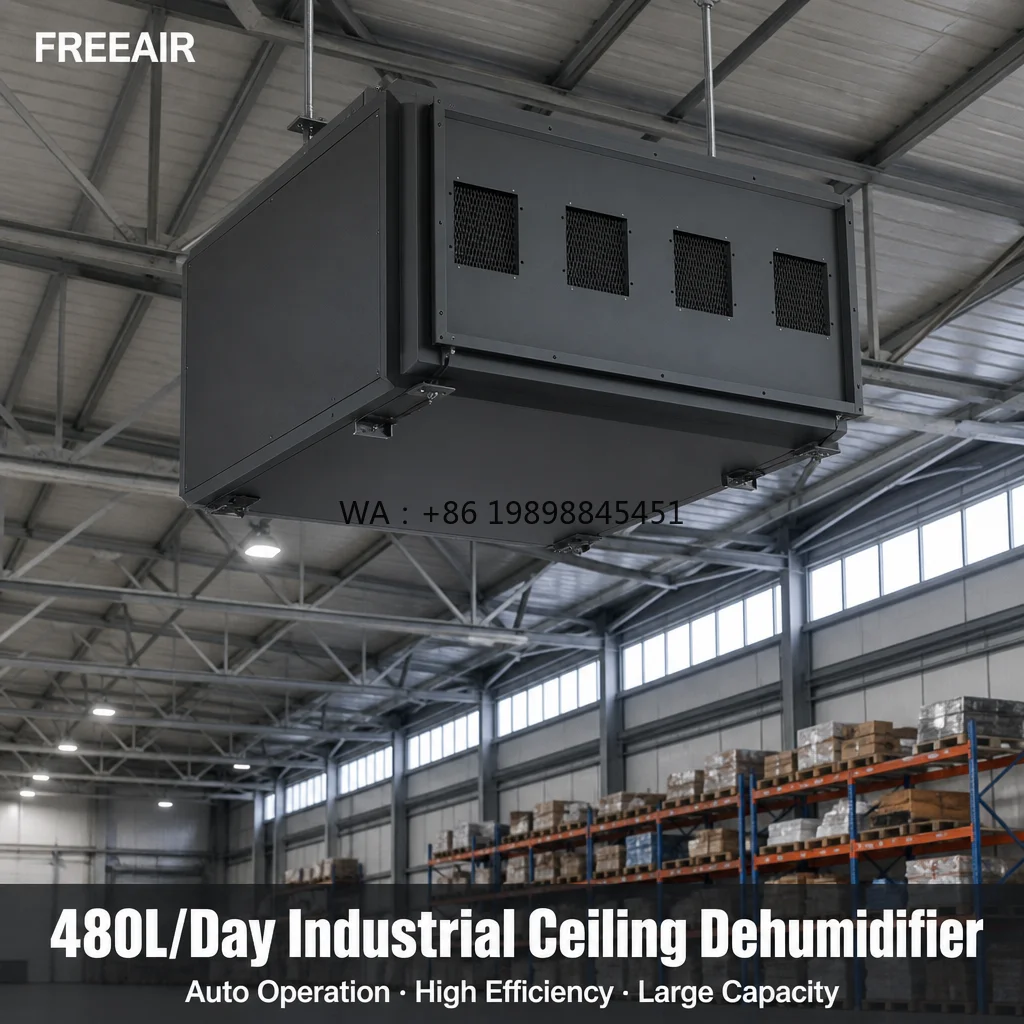 Remote Control CE Certified for Swimming Pool Greenhouse Laboratory Garage 480L/D Ceiling Mounted Dehumidifier