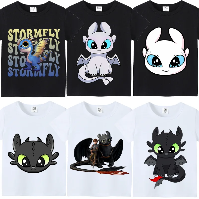 

How To Train Your Dragon Boys T-shirt Cartoon Print Short Sleeve Clothes Child Casual Loose Tees Kid Kawaii Fashion Outfits Tops