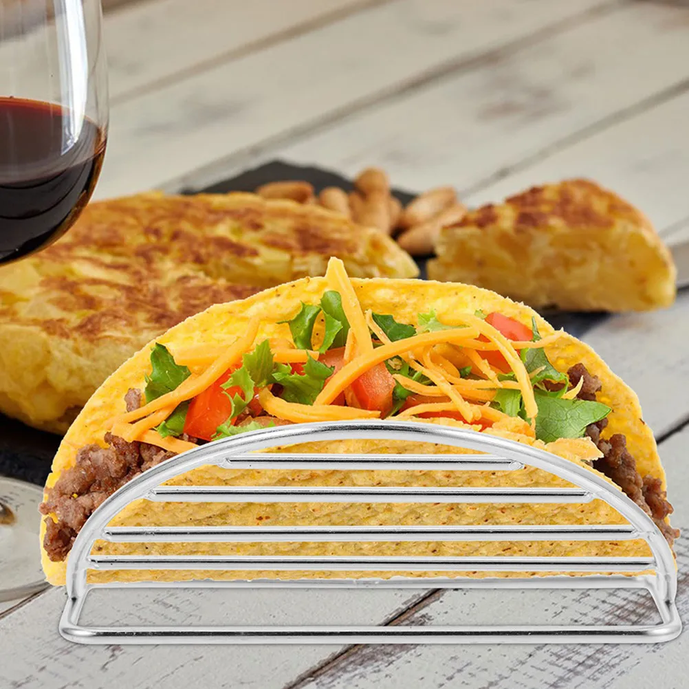4Pcs Stainless Steel Taco Tray Plate Holder for Baked Tacos Sushi Rolls Dessert Serving Compact Design Heavy Duty - view 6