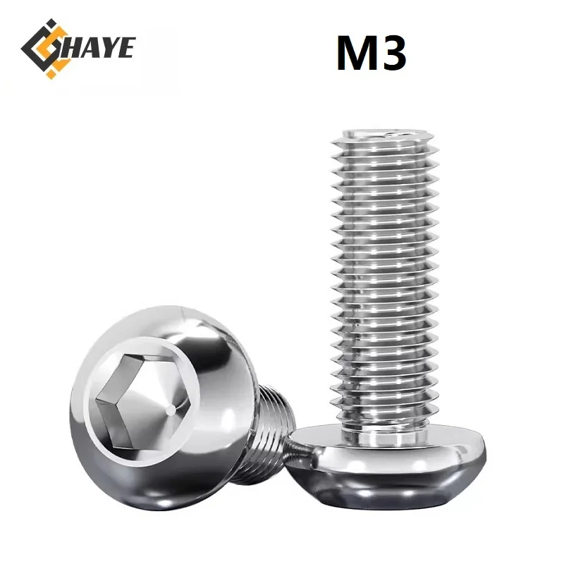 M3 Hexagon Socket Pan Head Screws 4 5 6 8 10 40 45 50 60 70 80 90 100mm Cup Head Hexagon Socket Bolts 304 Stainless Steel