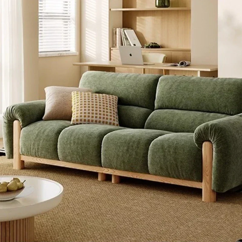 Three Person Sofa Modern Nordic Solid Wood Frame Fabric Sectional Sofa Relaxing Chair Living Room Couch Sofas For Home Furniture