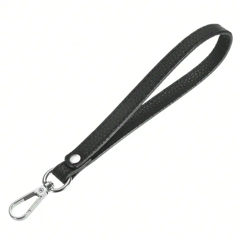 

Wristlet Strap [1PCS] - PU Leather Hand Strap For Wallet & Purse & Clutch & Cellphone Key Lanyard - [Black-Silver-8.27In] Replacement Wrist Strap