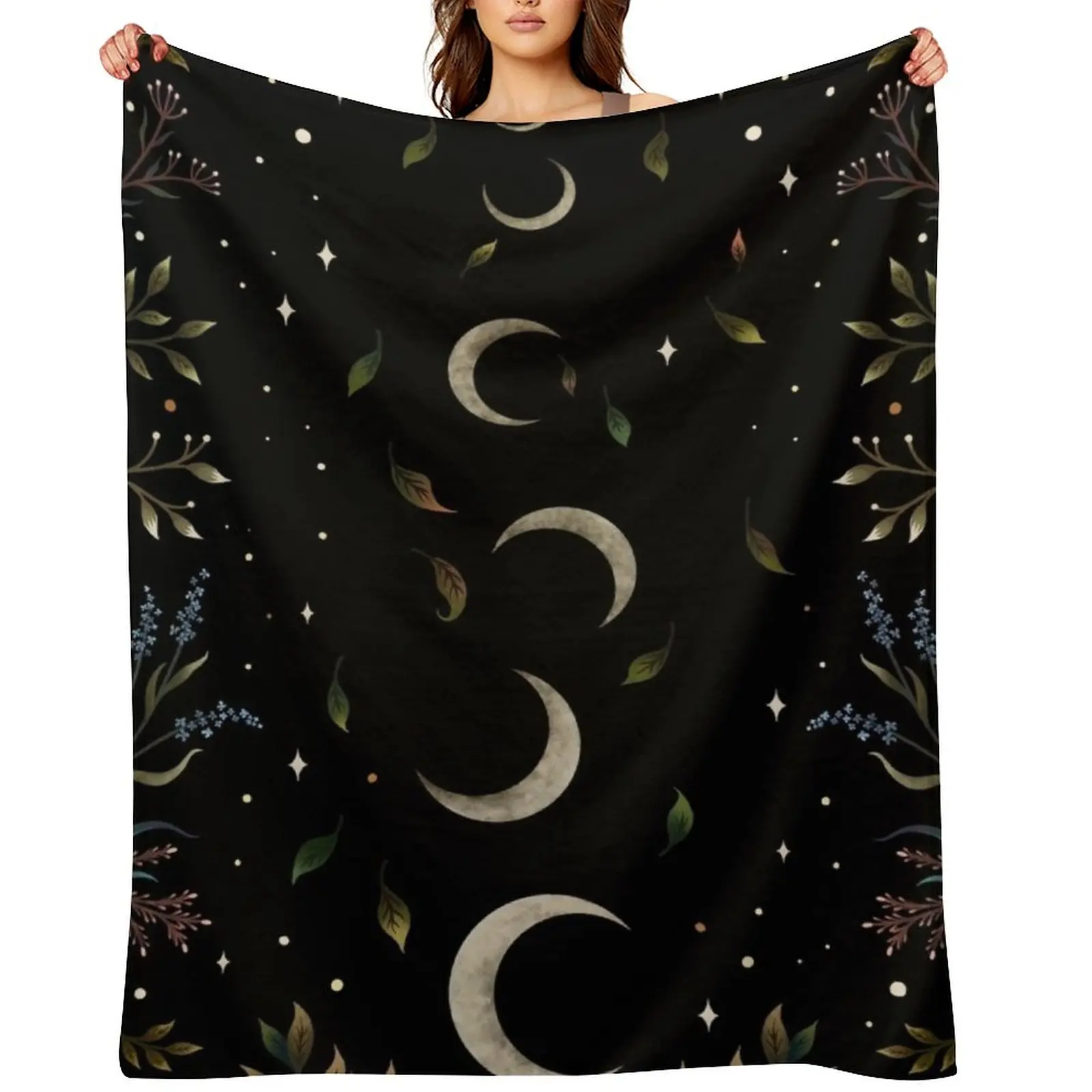 

Crescent Moon Garden Throw Blanket Soft Loose For Decorative Sofa Blankets