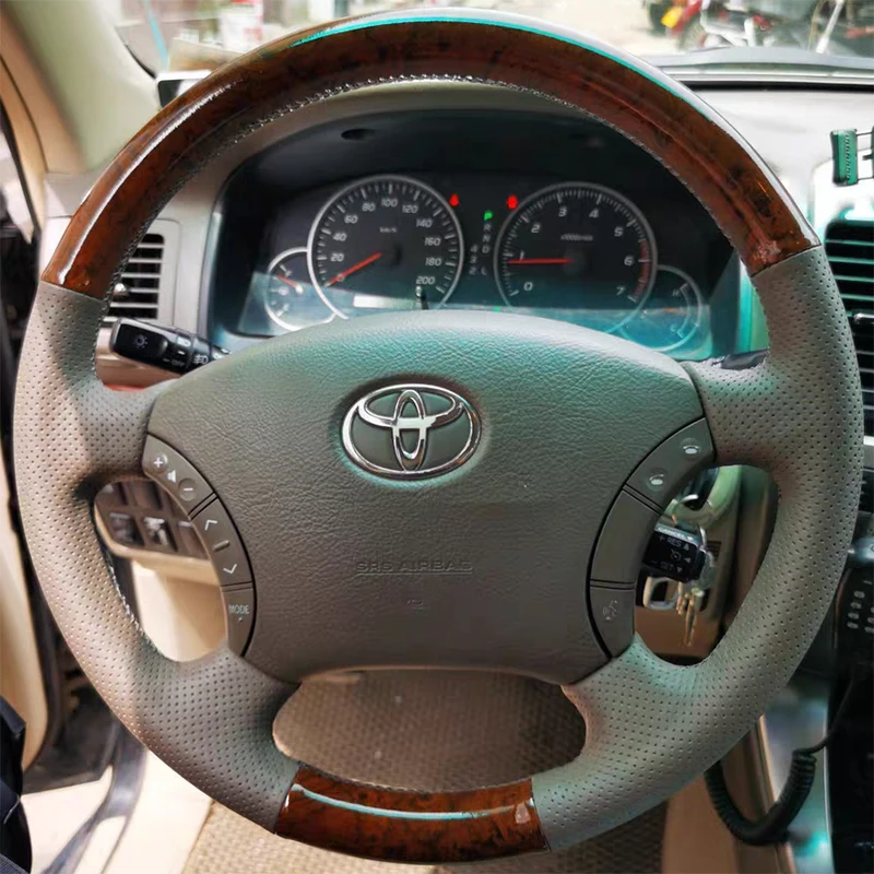 DIY Leather Full Coverage Steering Wheel Cover for Toyota Tacoma 4Runner Camry Sienna Sequoia Highlander Land Cruiser 1995-2007