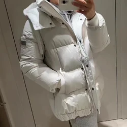 Autumn Winter Casual Style Wide Waist Hooded Goose Down