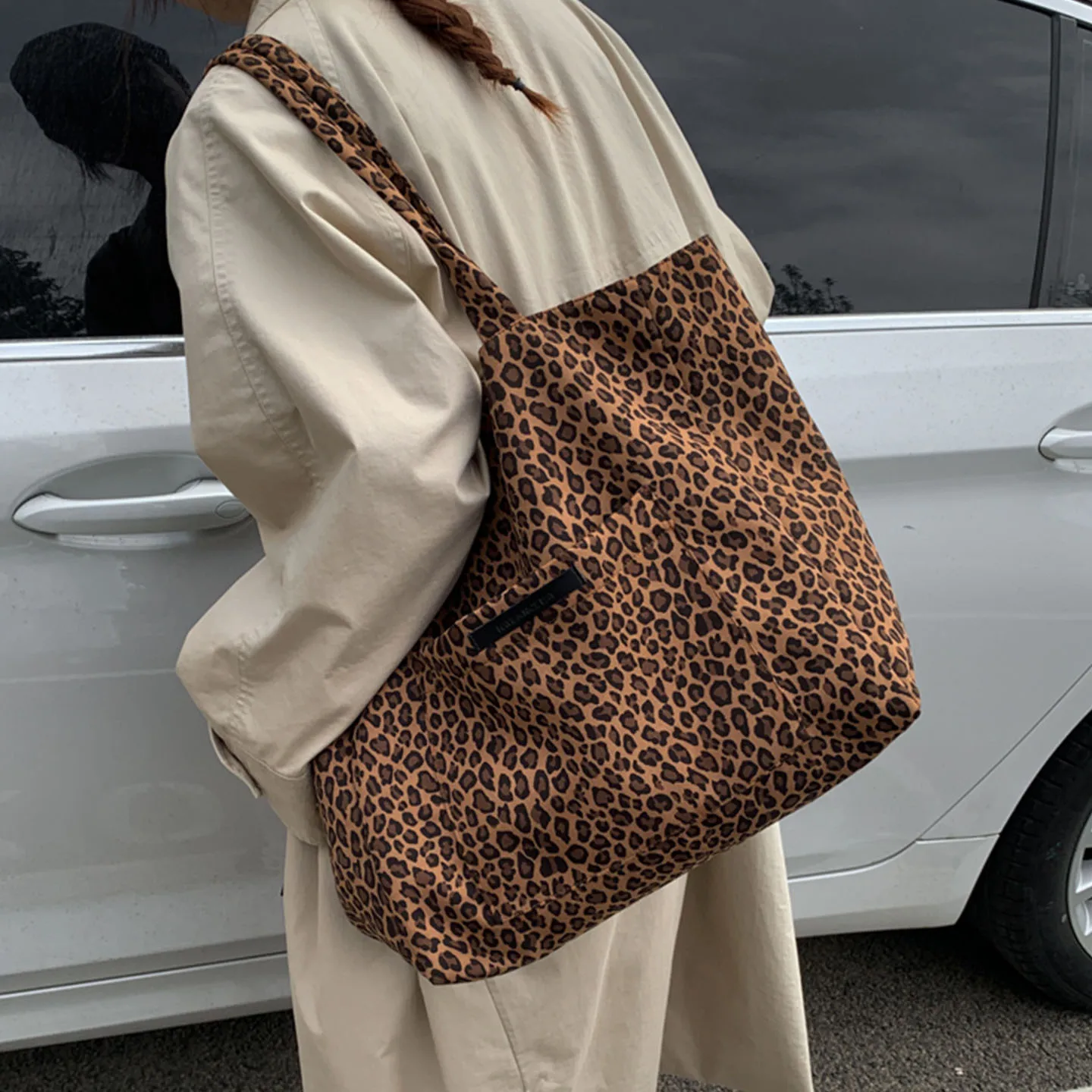 

Модные женские сумки на плечо с леопардовым принтом, женская сумка большой вместимости, двусторонняя сумка для покупок, дорожные холщовые большие сумки bolsa