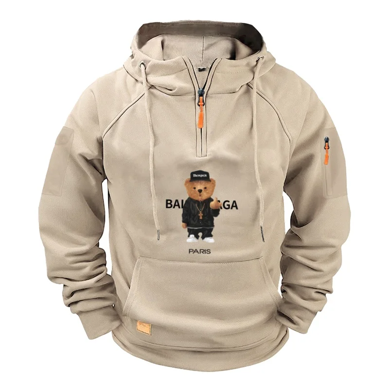 

New men's zippered hoodie, casual hoodie, sweatshirt, semi-dome hoodie, sweatshirt, spring and autumn men's hoodie