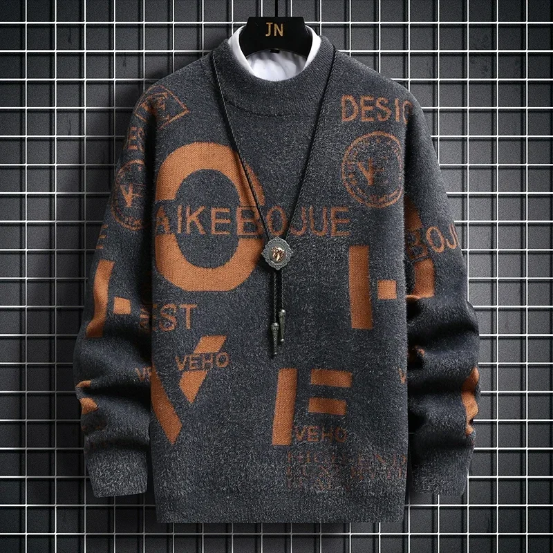 2024 New Fashion Brand Men\'s Cashmere Sweater Pullover Print Design Warm Stylish Sweaters Clothing  Vintage Sweater Sweater Men