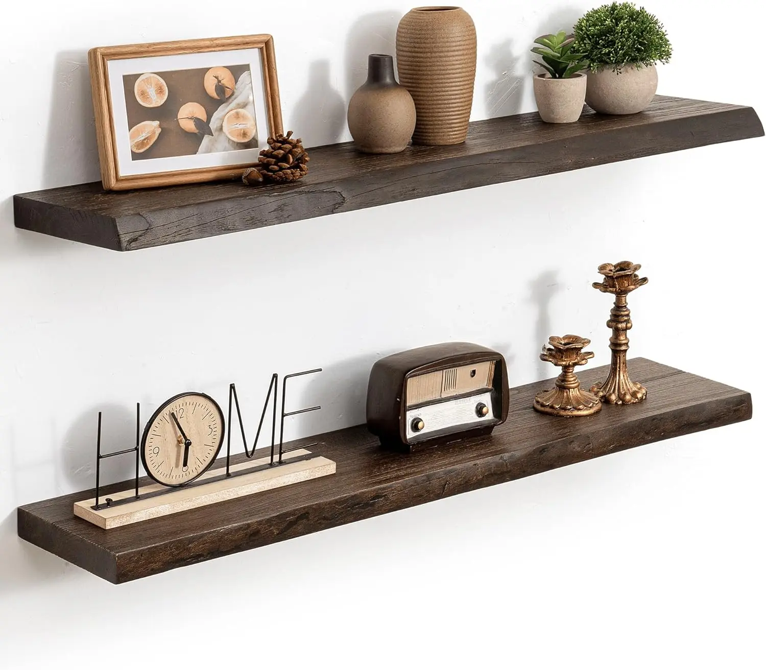 

Live Edge Floating Shelves for Wall,36"x7.9" Solid Elm Wood Bookshelf, Heavy-Duty Mt Shelf with Invisible Brackets...