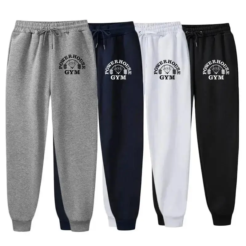 

GYM Powerhouse Print Pants Men Casual Sports PantsJogging Long Pants Men Fleece Jogger Running Workout Sweatpants Long Pants