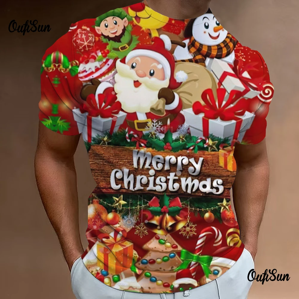 Christmas Men's T-Shirt 3d Print Summer T-Shirts For Men Short Sleeve Tops Tees Daily Casual Sportswear Street Designer Clothing