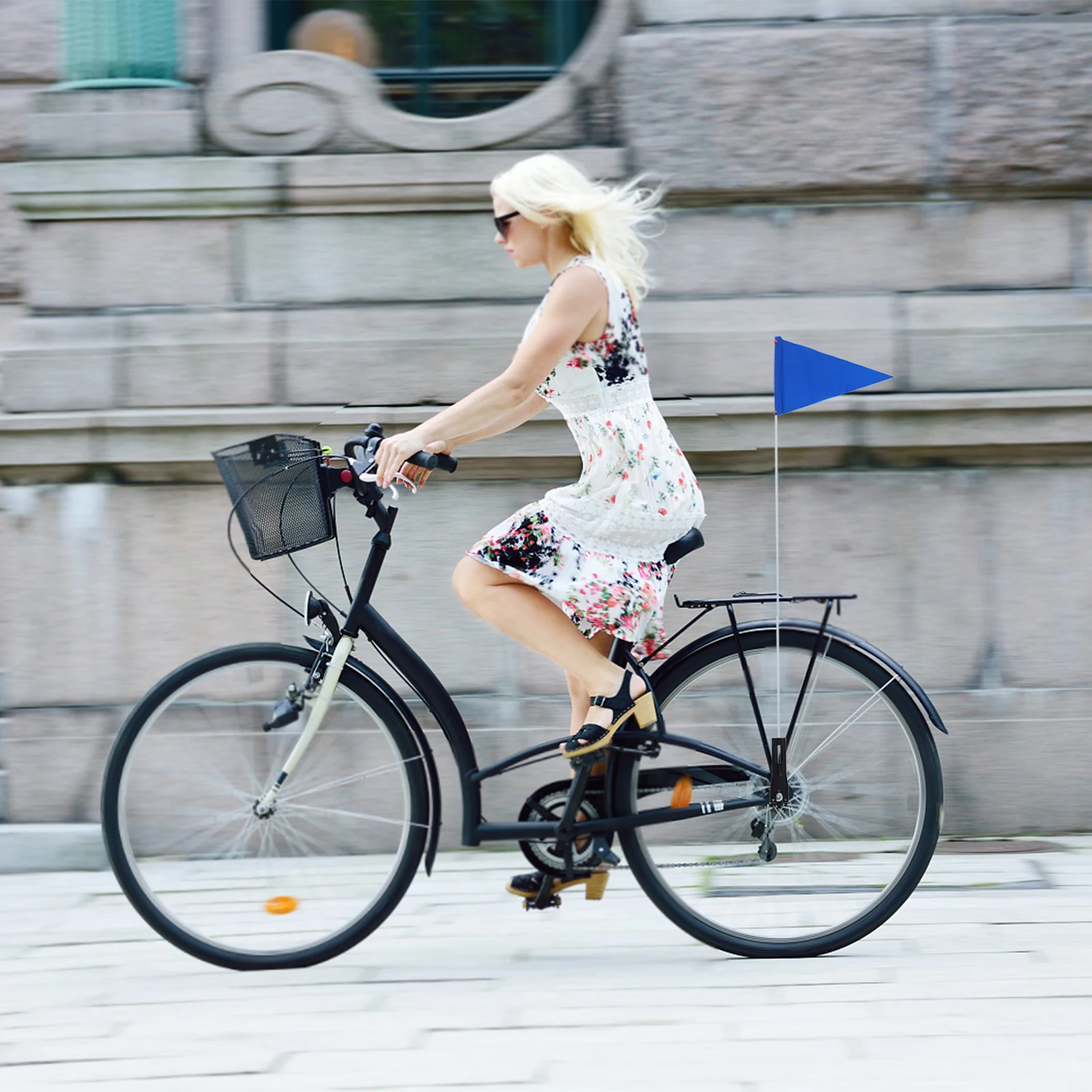 

Bicycle Banner Blue Bike Flag for Trailers Motorcycle Warning Flags Pvc with Pole