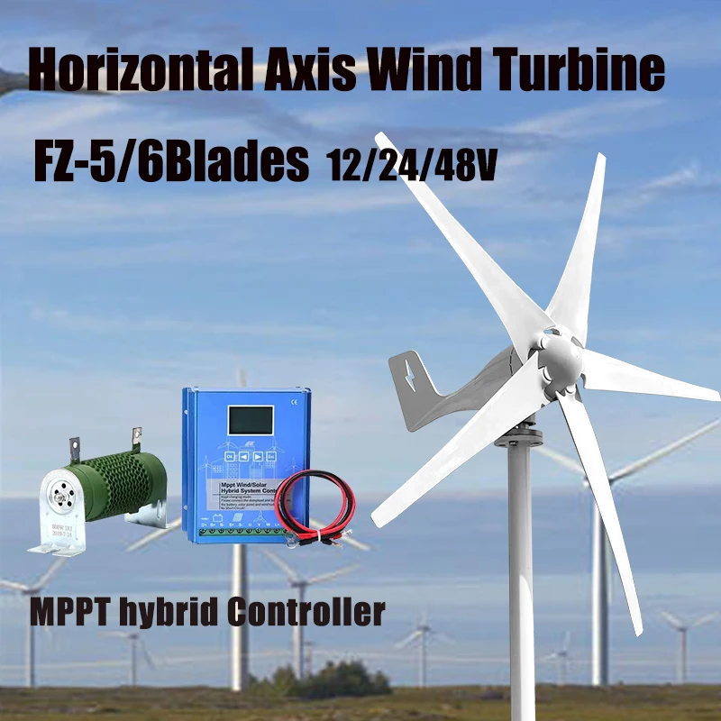 Horizontal Axis Wind Turbine Generator 12V 24V 48V Strong Power Magnetic Dynamo Free Energy Inverter Output For Homehold Use