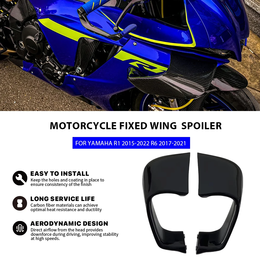 

For Yamaha YZF R1 2015-2022 spoiler Winglet YZF R6 2017-2021 Motorcycle Accessories Fixed wing fairing Small wing glossy black