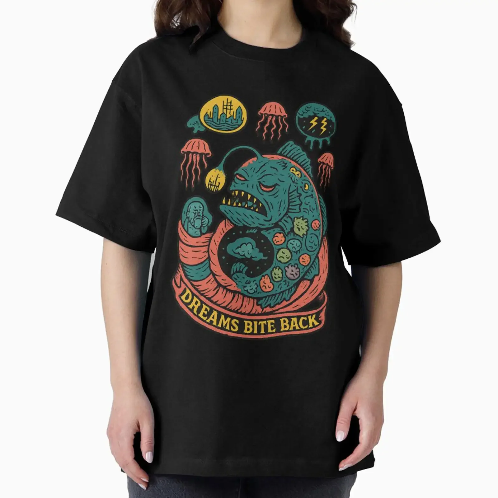 DREAMS BITE BACK fishing designed and sold by edisign vintage Washed streetwear Comfortable Versatile Slightly fashion Stylish