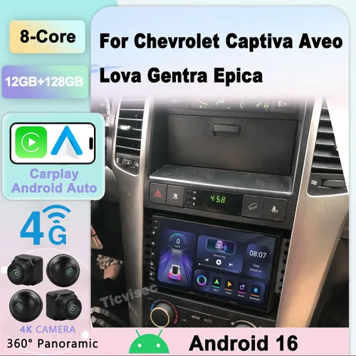 Android 16 8G + 128GB para Chevrolet Captiva Aveo Lova Gentra Epica Radio de coche Carplay reproductor de vídeo Multimedia navegación GPS