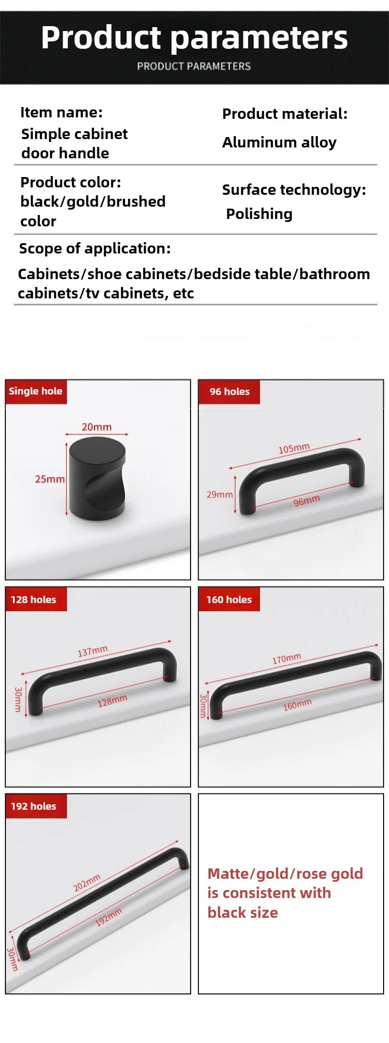 Moderne minimalistische Griffe für Schränke, Kommoden, Schranktürgriffe aus massiver Aluminiumlegierung, Schrankgriffe für Schubladen, Küchenmöbelbeschläge – Detail 12